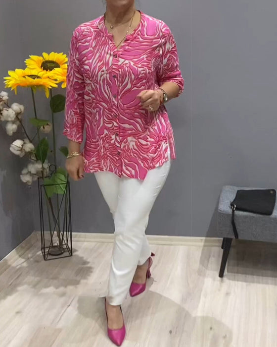 Bedrukt shirt met lange mouwen en knopen