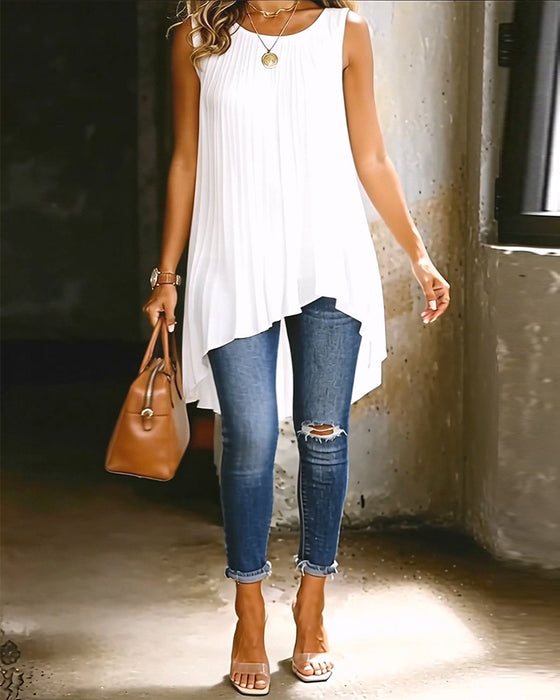 Blouse Mouwloos Geplooid Onregelmatig