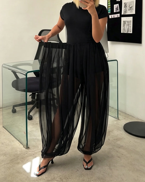 Broek Stijlvol Geplooid Sheer