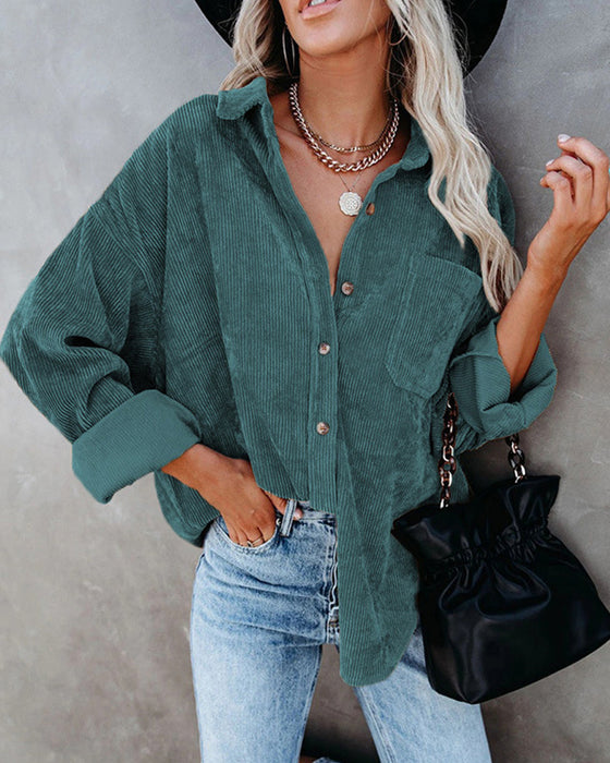 Effen Corduroy Blouse Met Zak