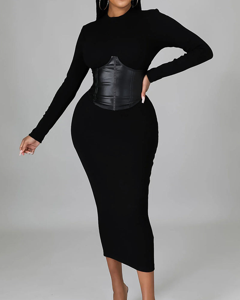 Jurk In Effen Kleur Met Paneeldetails En Bodycon Pasvorm