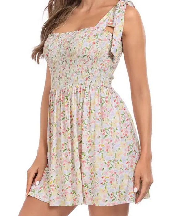 Jurk Dames Bloemen Mini Met Ingebouwde Shorts