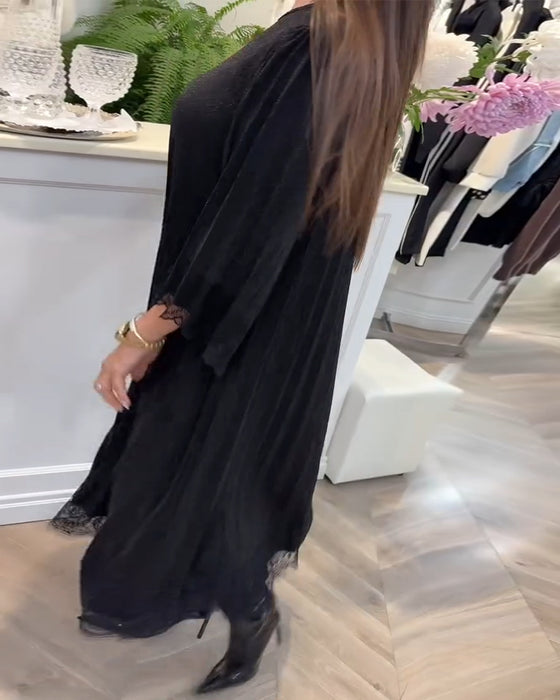 Jurk Ronde Hals Losse Kanten Patchwork