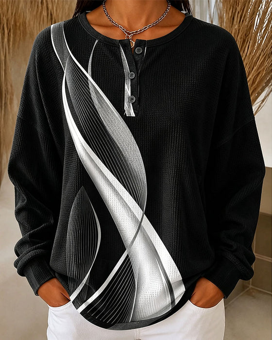 Sweatshirt Wafel Casual Knoop