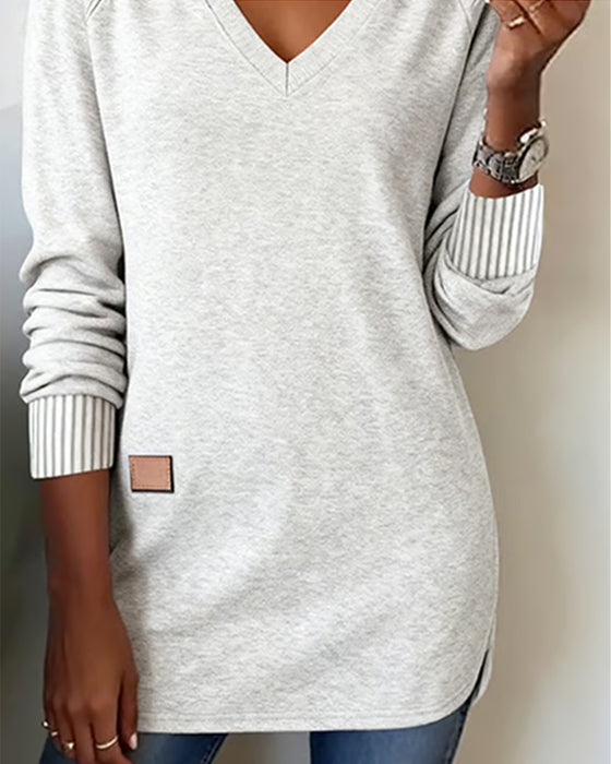 Modieuze Sweatshirt Met V-Hals