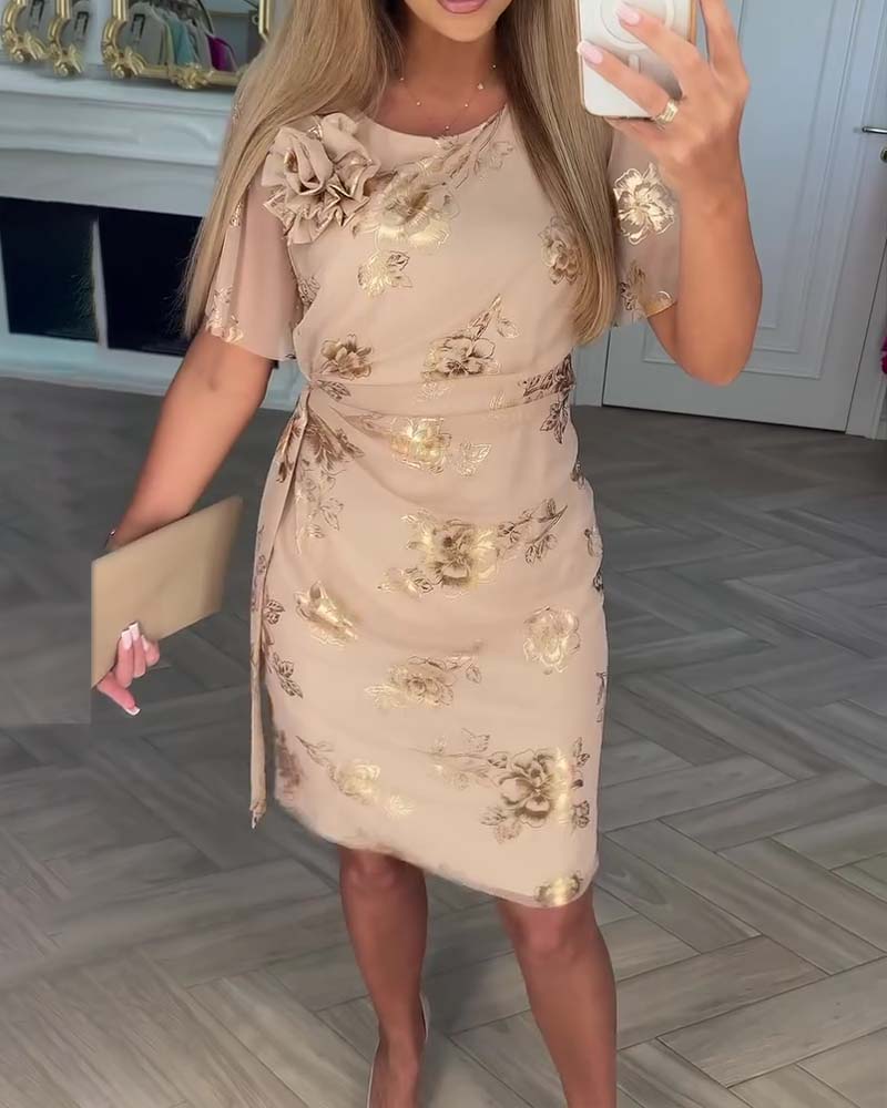 Jurk Bronserend Tailleaccentuerend Elegant