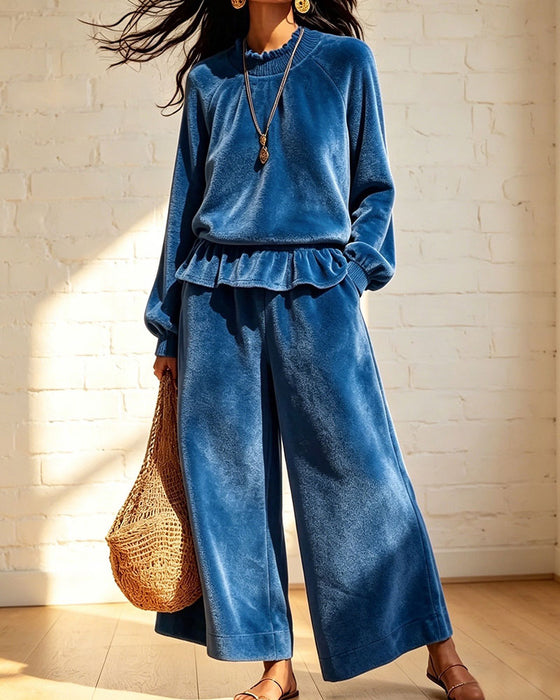 Set Effen Ruches Top Wijde Broek