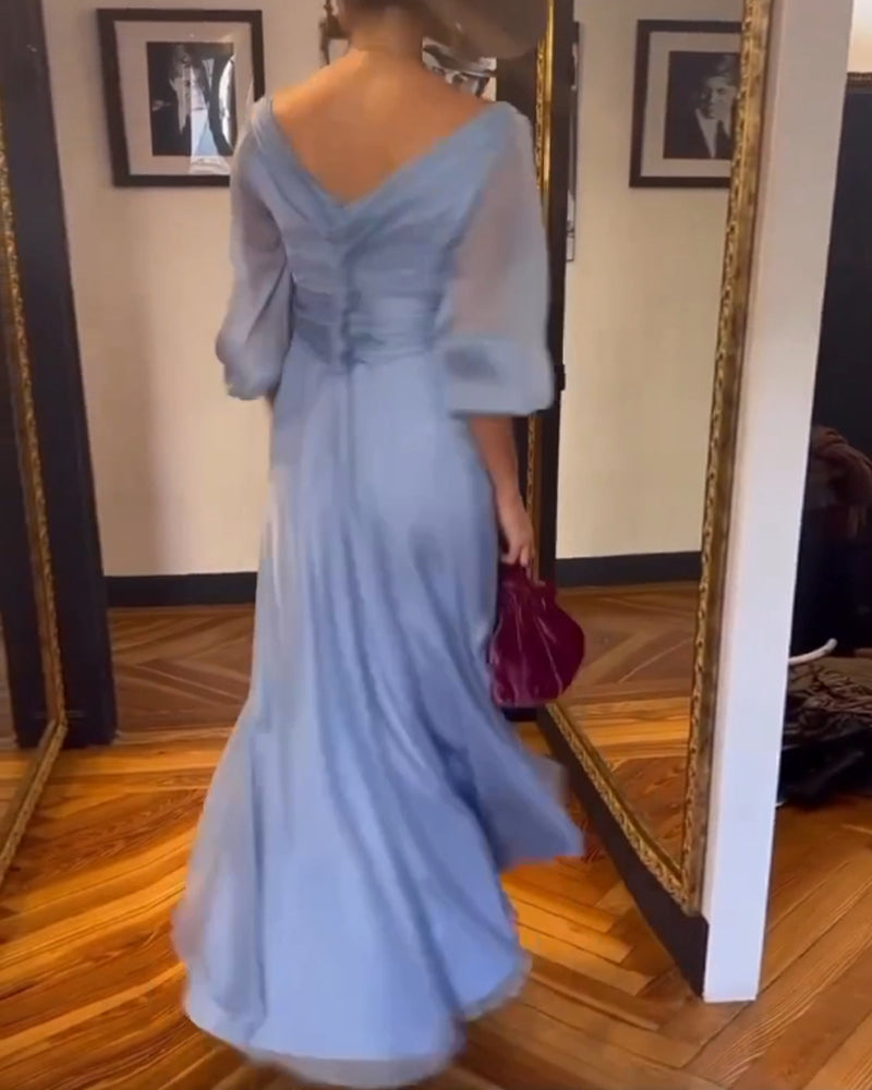 Effen kleur jurk met laag uitgesneden taille