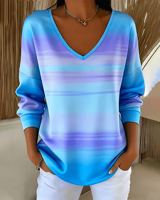 Sweatshirts V-Hals Lange Mouw Ombre