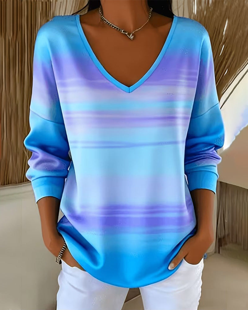 Sweatshirts V-Hals Lange Mouw Ombre