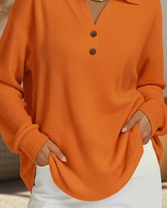 Blouse Knoopsgat Knoop Wafel Effen