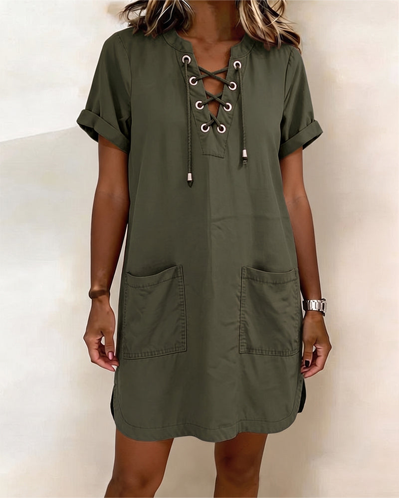 Jurk Strik V-Hals Zak Sheath