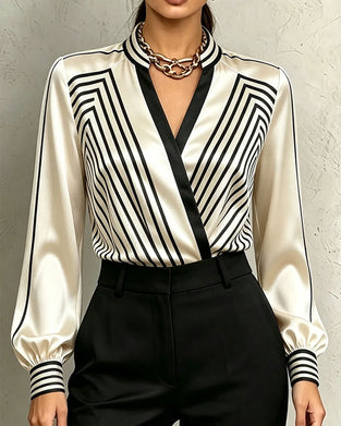 Blouse Gestreept Trendy Lange Mouw