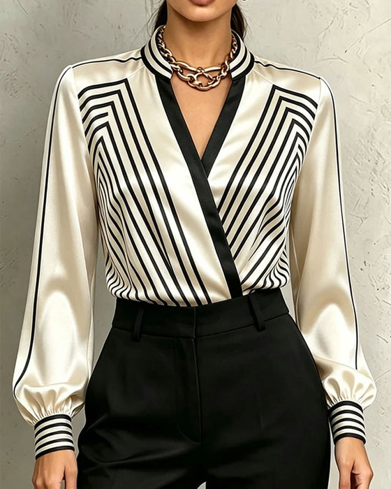 Blouse Gestreept Trendy Lange Mouw