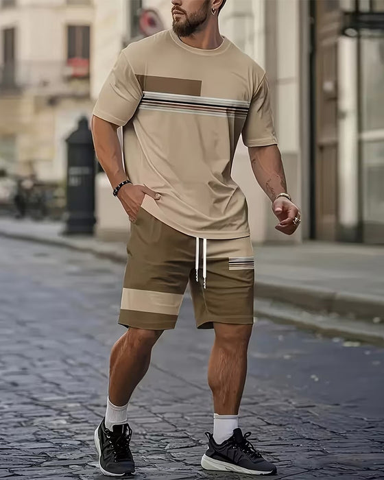 Set Gestreept Casual Korte Mouw