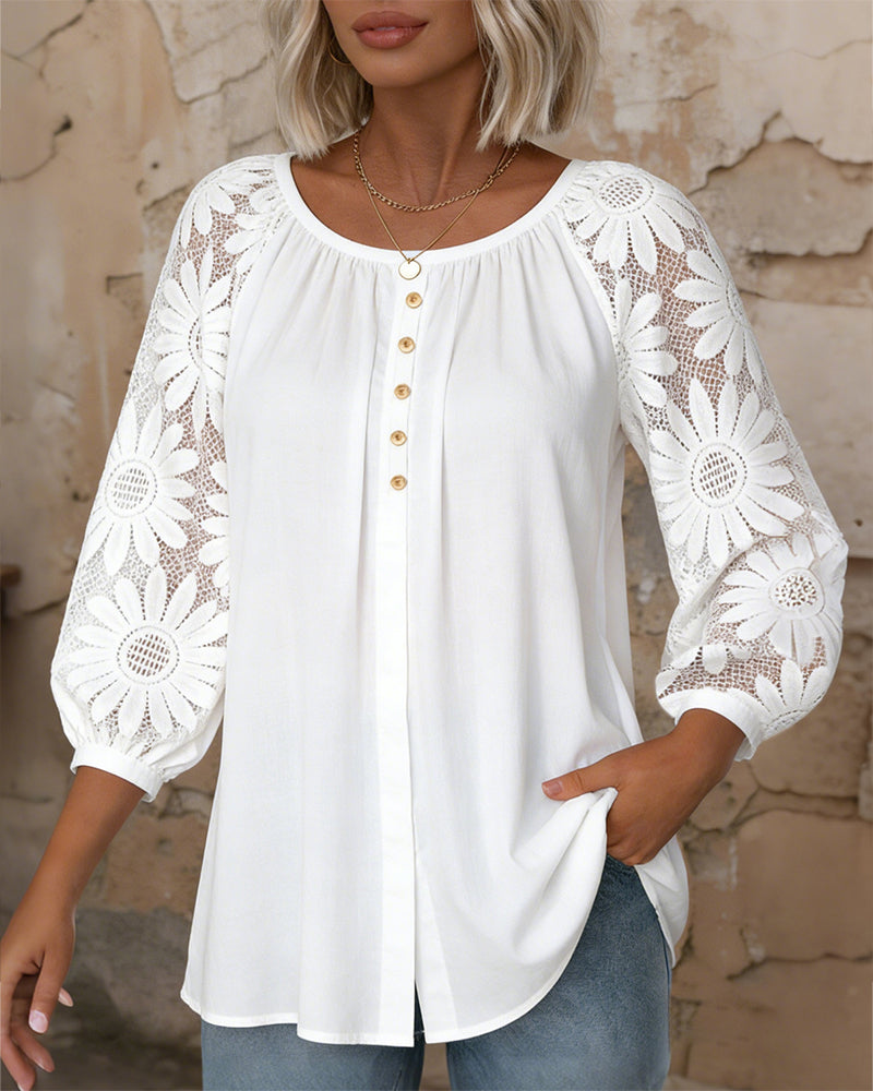 T-Shirt Mode Ronde Hals Raglanmouw