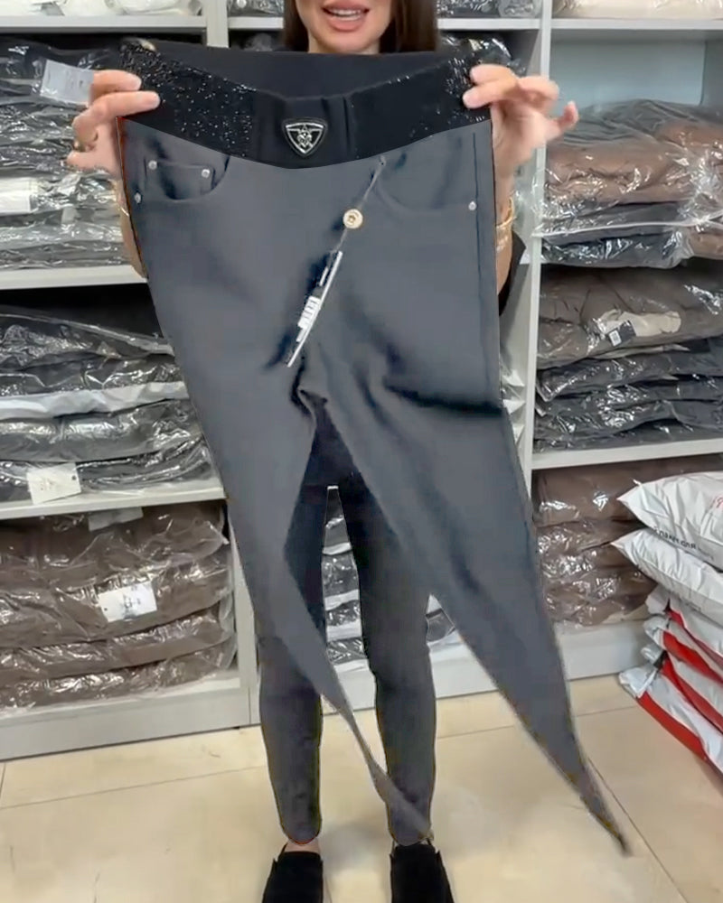 Stijlvolle Broek In Effen Kleur Met Stretch