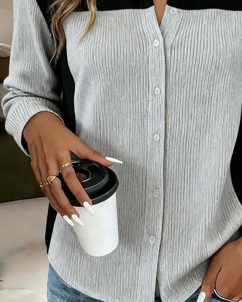 Shirt Ribbel Kleurvlak Casual