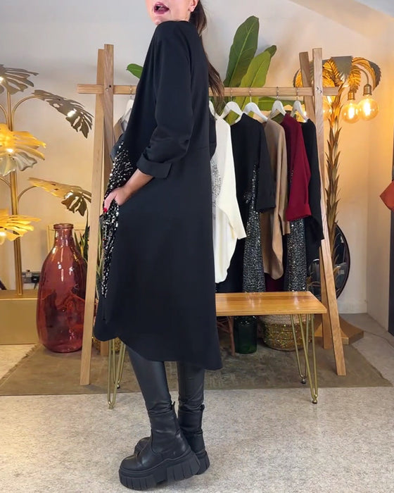 Jurk Lange Mouwen Losse Pailletten