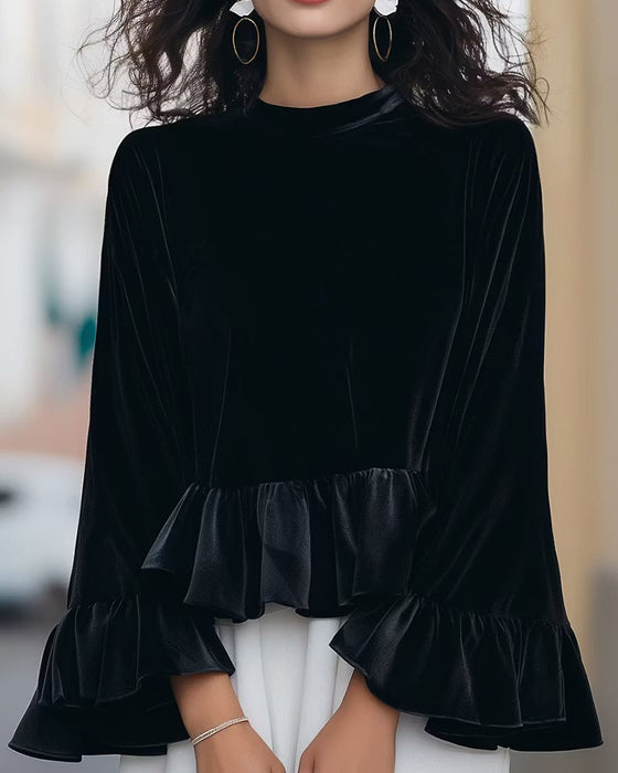 Blouse Rondhals Ruffle Flare Mouw