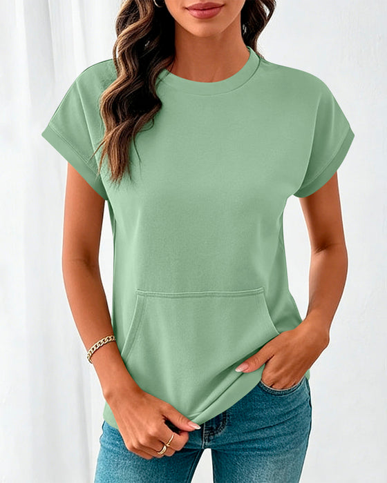 Blouse Voorzak Effen Ronde Hals