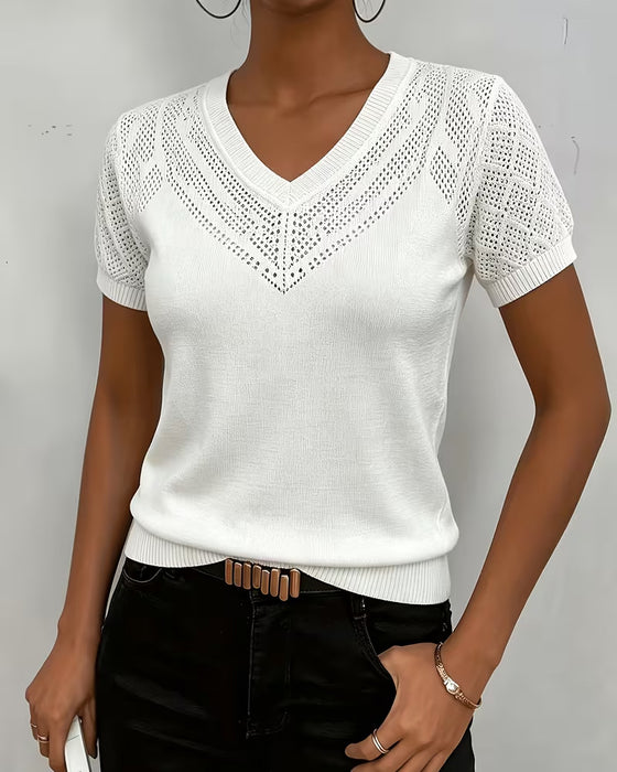 Pullovers Met V-Hals, Uitgesneden, Effen Kleur, Slim Passend