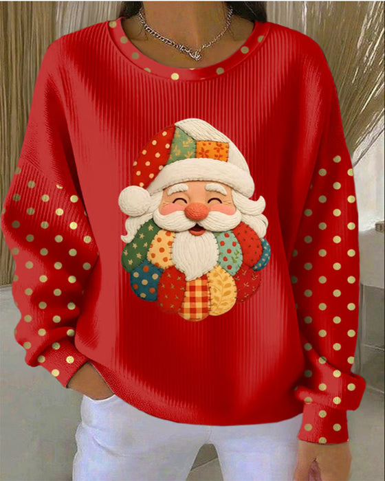Gestreepte Sweatshirt Met Kerstprint En Stippenpatroon