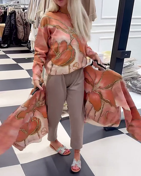 Ronde Hals Bedrukte Losse Trui