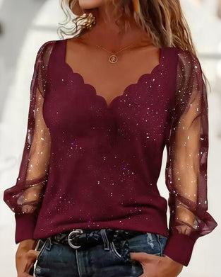 Top V-hals Gaas Patchwork