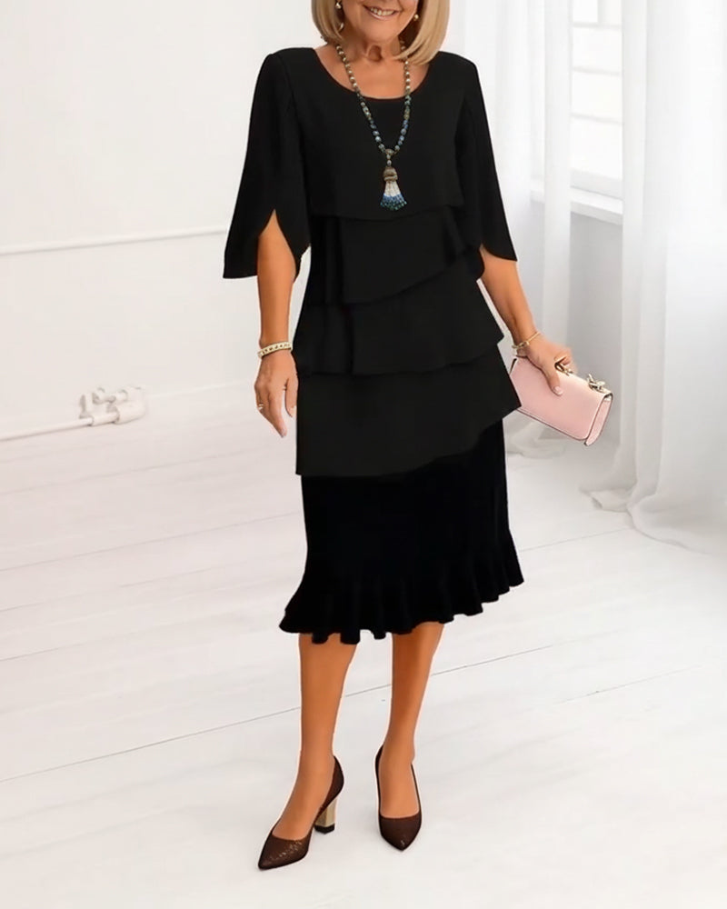 Jurk Stijlvolle Ronde Hals Getrapt