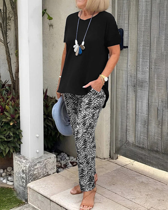 Set Effen Kleur Print Casual