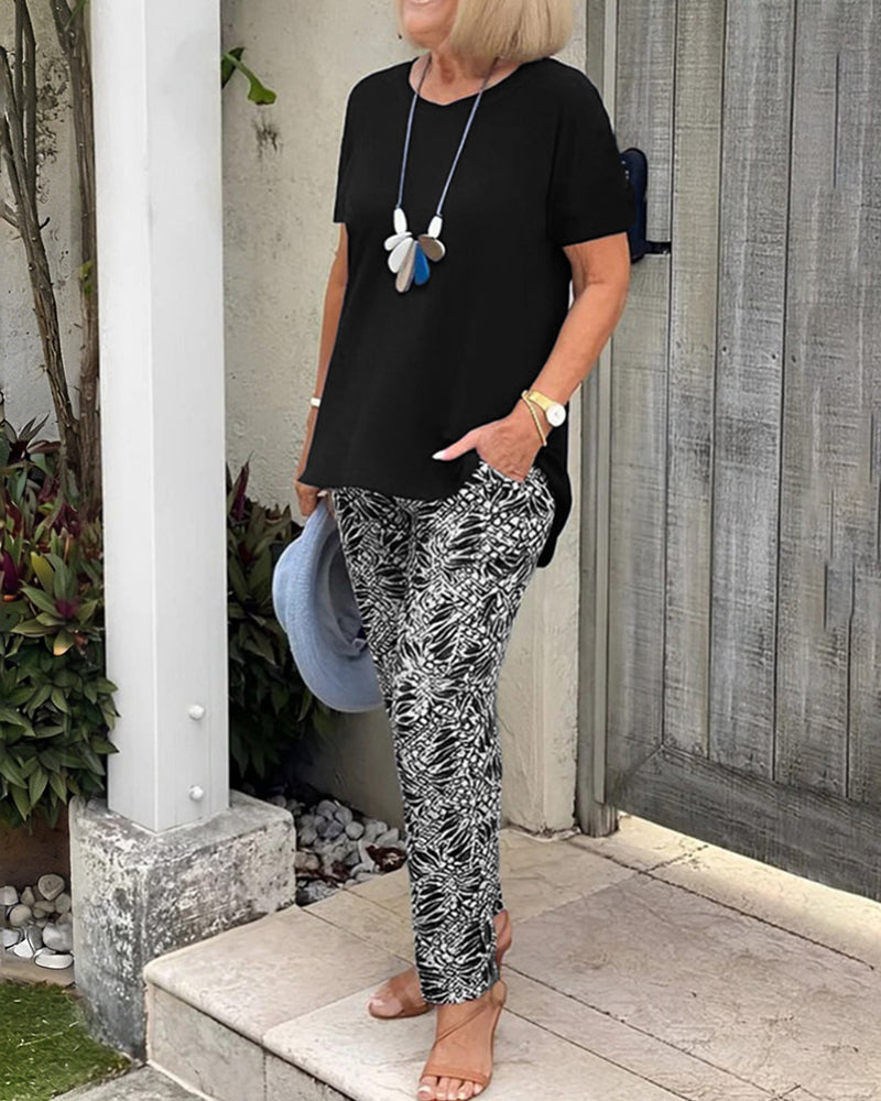 Set Effen Kleur Print Casual