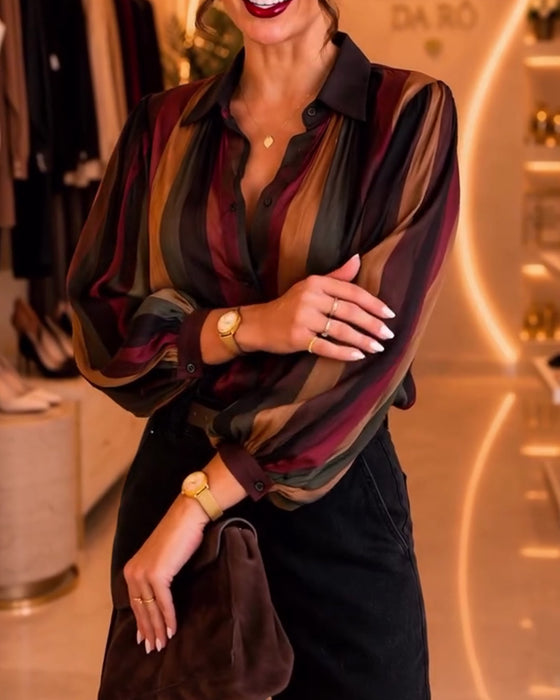Blouse Retro Streep Pofmouw