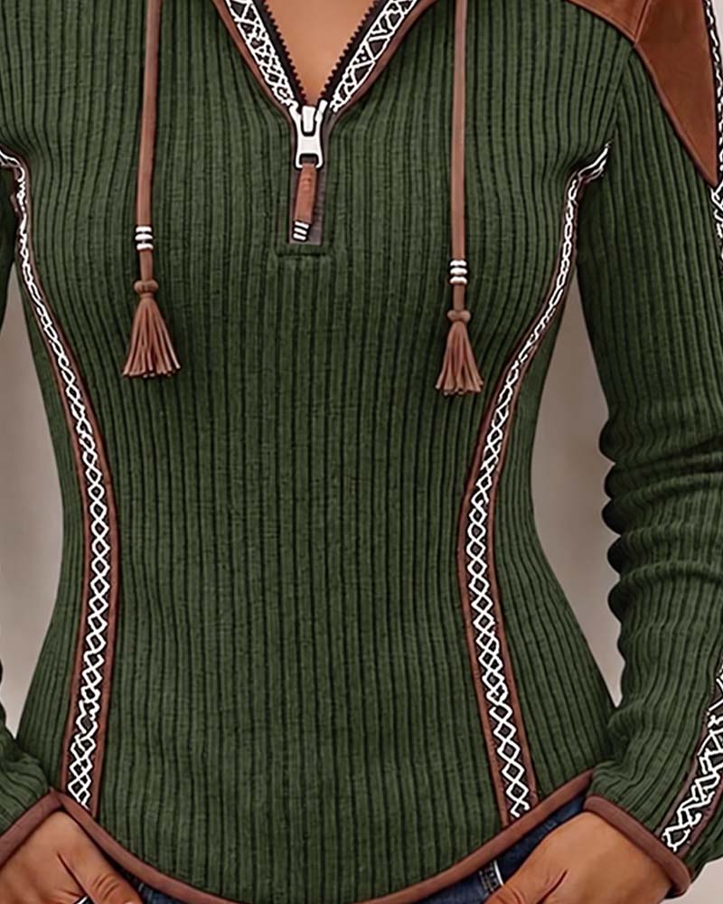 Top Capuchon Rits Casual
