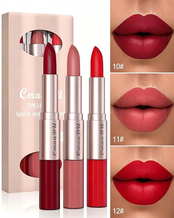 Set 2-In-1 Dubbelzijdige Lippenstift En Lipgloss