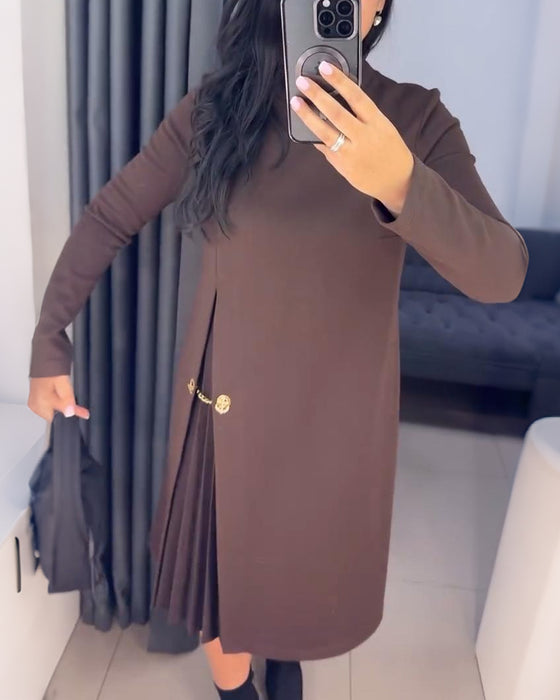 Elegante Jurk Met Geschilderd Patchwork