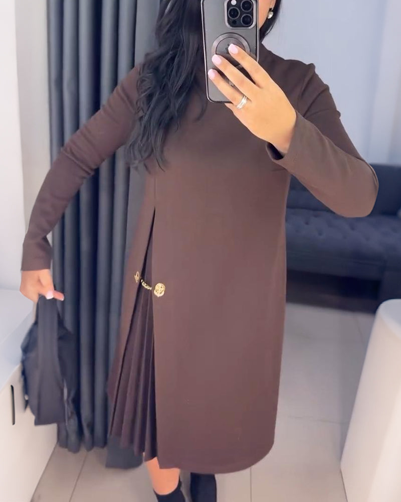 Elegante Jurk Met Geschilderd Patchwork