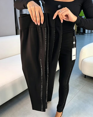 Potloodbroek Fijn Glinsterend Slim Fit Stretch