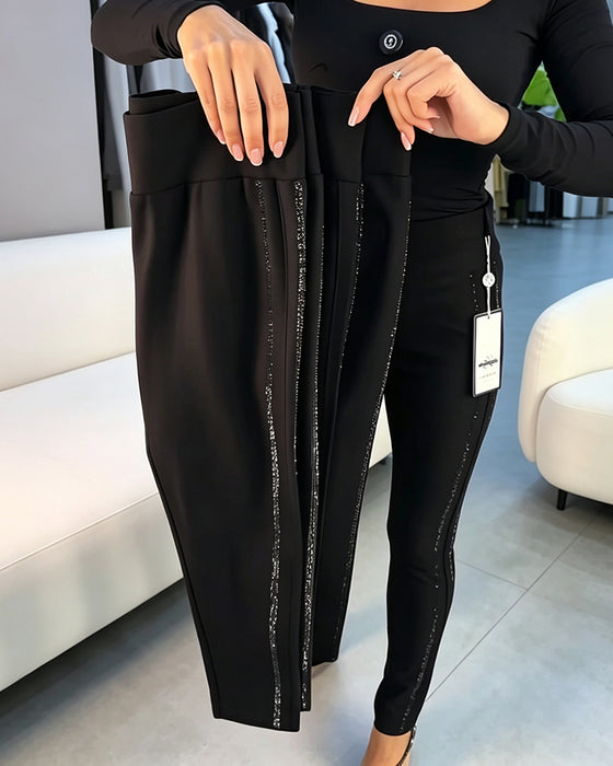 Potloodbroek Fijn Glinsterend Slim Fit Stretch