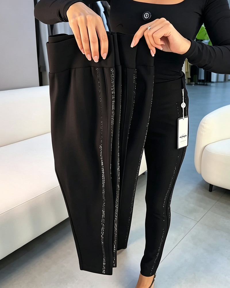 Potloodbroek Fijn Glinsterend Slim Fit Stretch