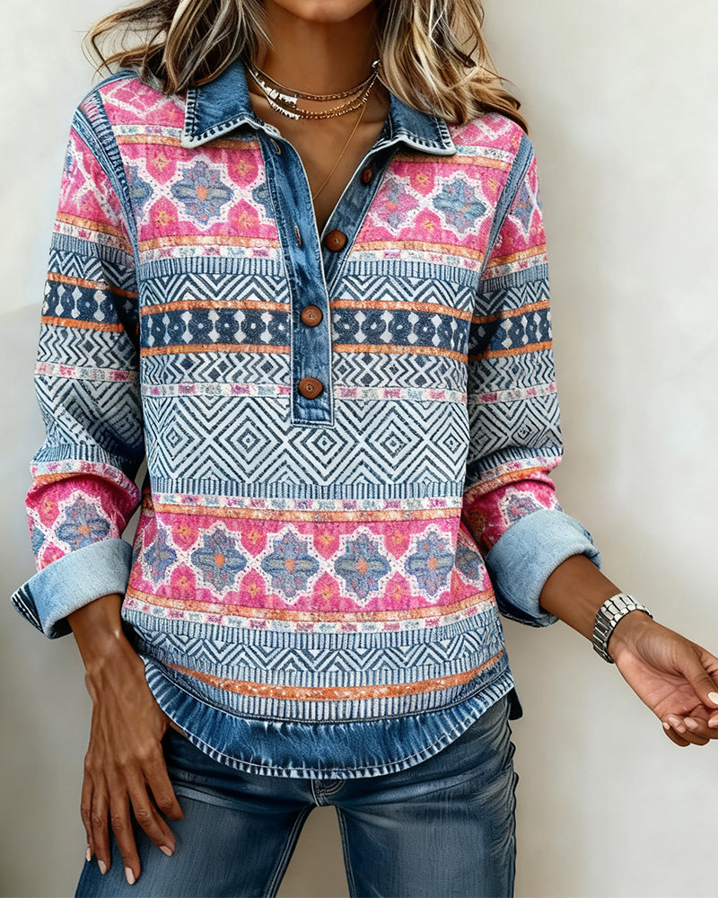 Colorblock-Trui Met Knoopblok-Design