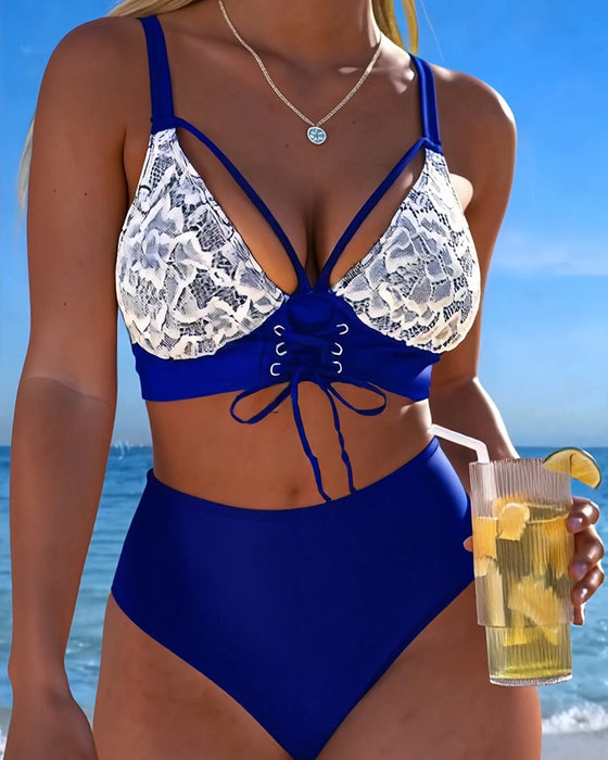 Bikini Kant Patchwork Strik-Zijde