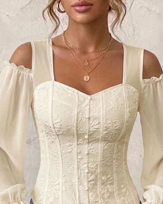 Blouse Off-Shoulder Lange Mouw Taille