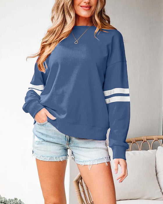 Color-Block Lange Mouw Ronde Hals Sweatshirt