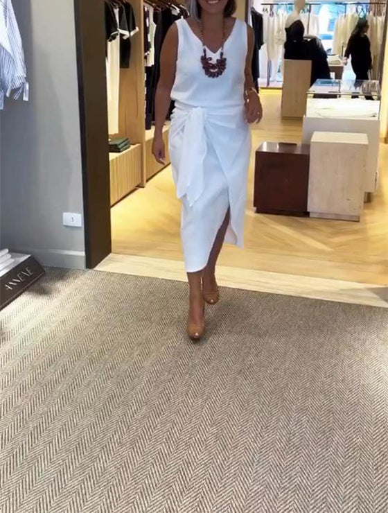 Jurk Mouwloos V-Hals Effen Kleur