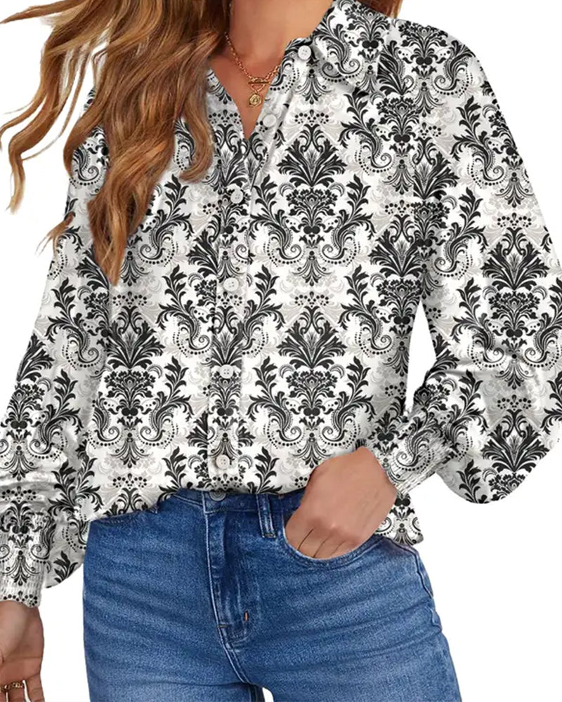 Blouson Lantaarnmouw Bedrukt