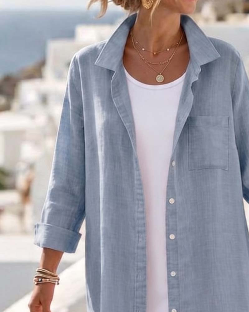 Jurk Rever Knoop Lang Shirt