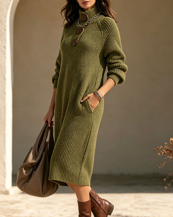 Jurk Turtleneck Knoop Zak
