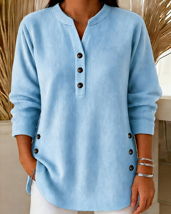Blouse Knoop Effen Lange Mouw