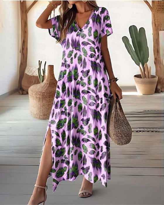 Rok met split en V-hals lang